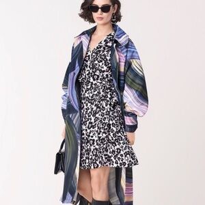 Diane Von Furstenberg Pink Leopard Long Sleeve Wrap Dress